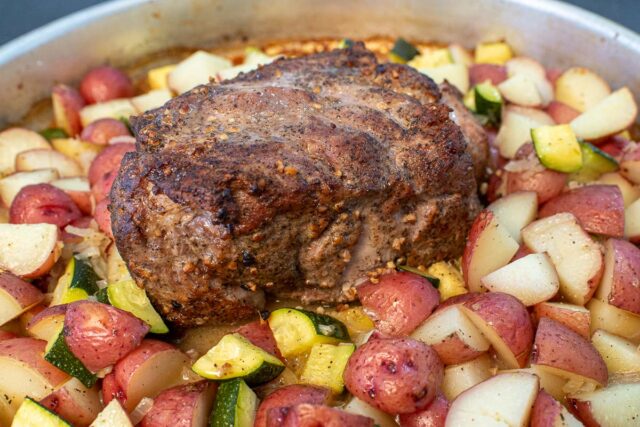 Pork Roast With Garlic Red Potatoes And Zucchini