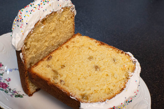 Russian Easter Bread Russian Easter Bread cut in half.